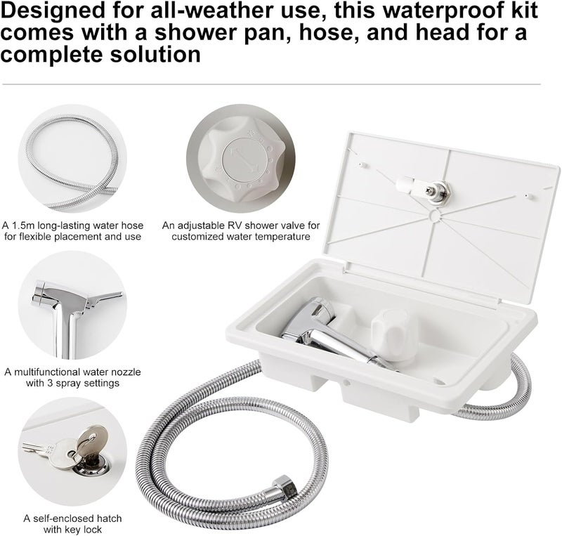 Spoliaccio Portable, Durable, Waterproof RV Exterior Shower Box Kit - All-Metal, Adjustable, Quick Connect, Leak-Proof, Weather-Resistant RV Outdoor Shower - High-Pressure RV Shower Faucet (black) - Image 2